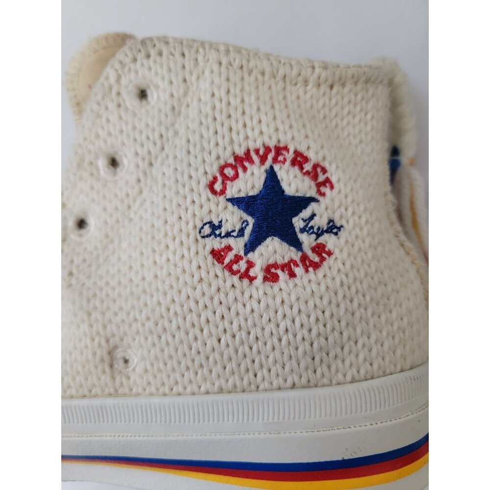RARE Sneakersnstuff x Converse Chuck Taylor LOVIKKA Cream Knit Wool Hi Top Sz 7W - Picture 7 of 12